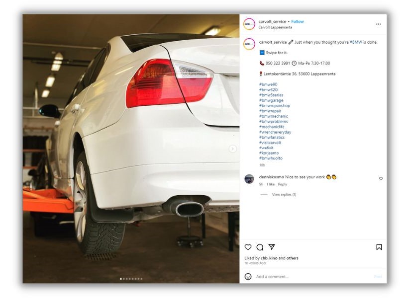 Instagram标签 - Instagram帖子展示在举升机上的汽车