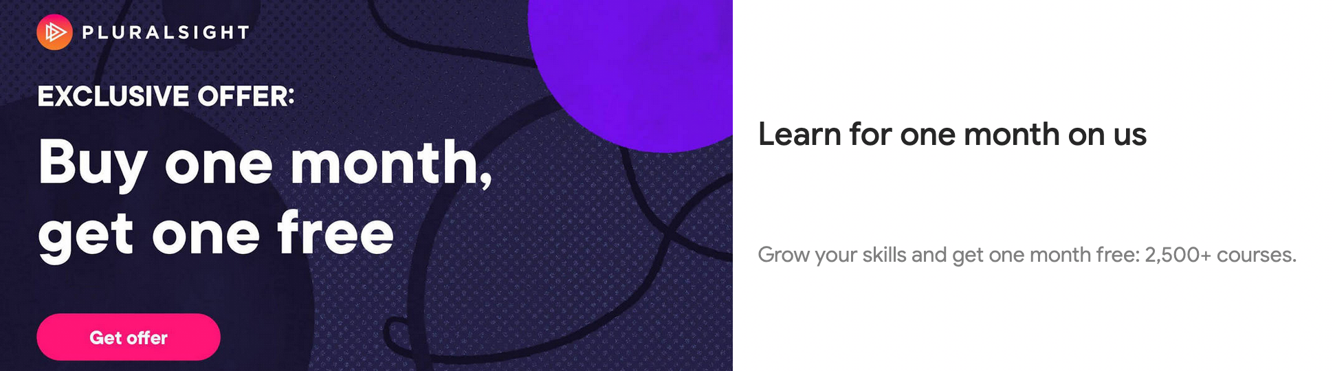此图片展示了 PLURALSIGHT 的横幅广告示例。