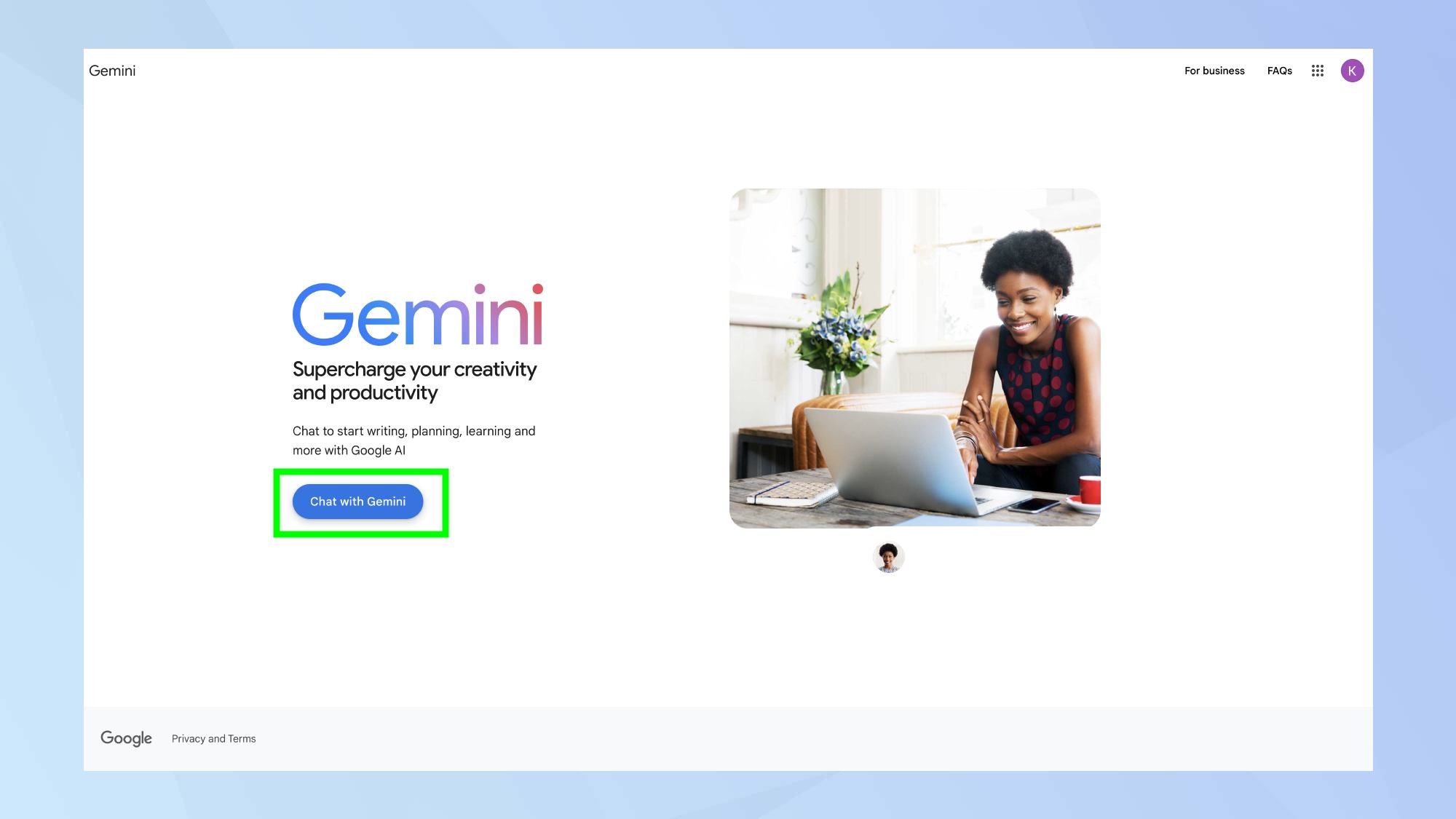 Gemini 登录页面